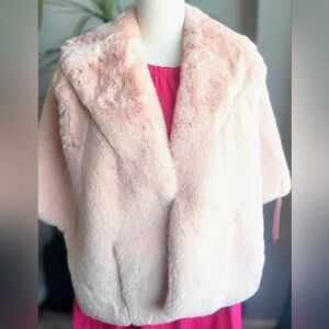 Eliza J Blush Pink Faux Fur Cape